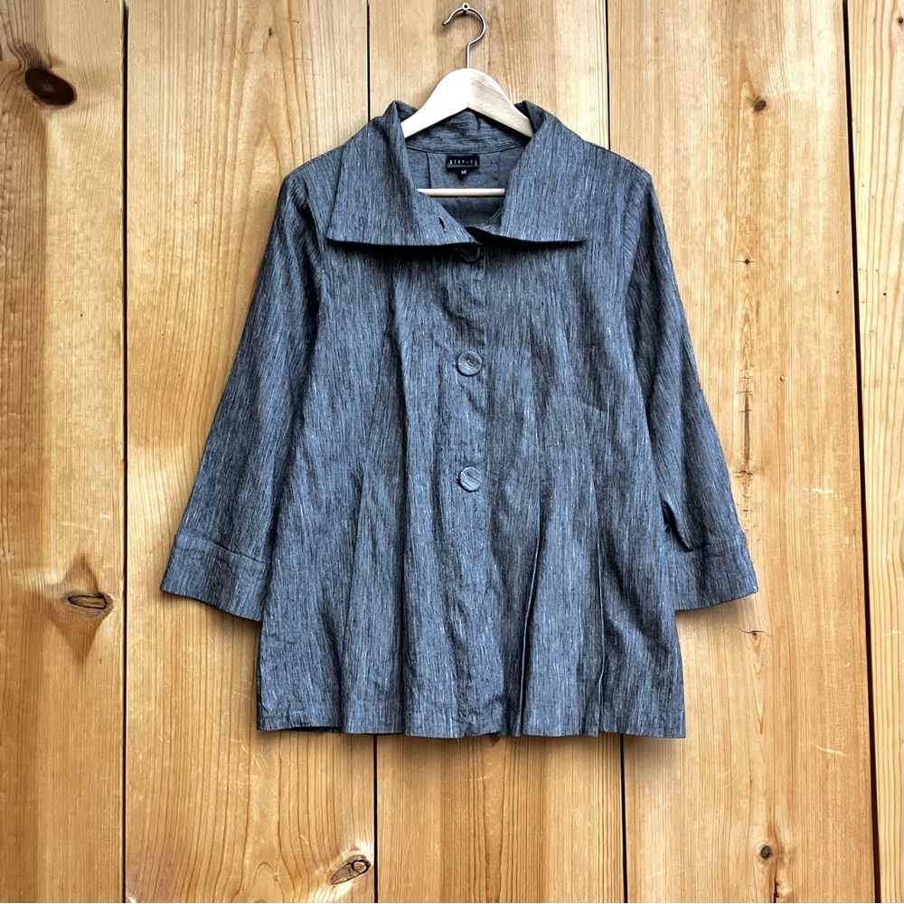 Staples Linen Jacket Lagenlook Pockets Sz Medium